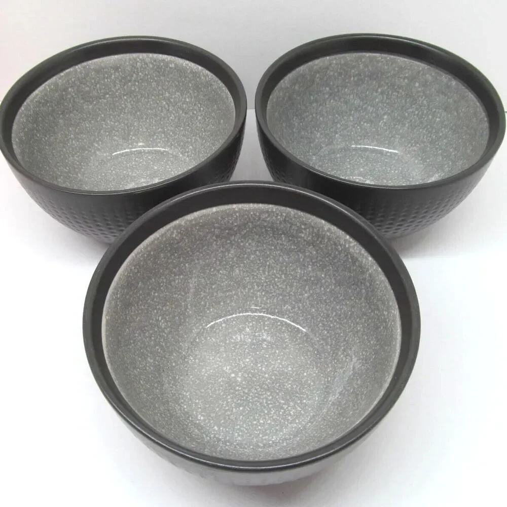Mikasa Maddox Set Of 3 Textured Gray 5 7/8